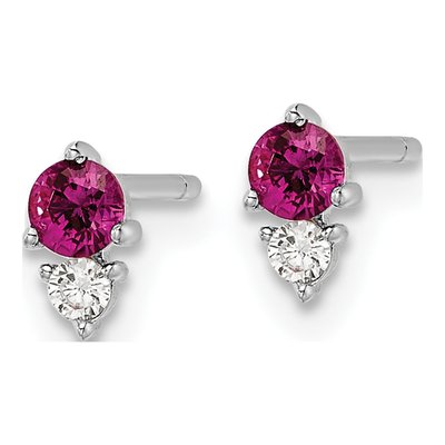 Sterling Silver 2mm Round CZ Button Stud Earrings – view 3