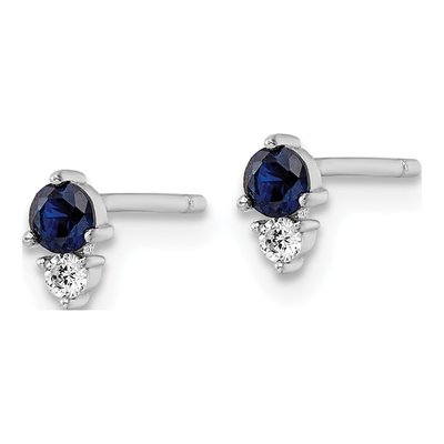 Sterling Silver 2mm Round CZ Button Stud Earrings – view 3