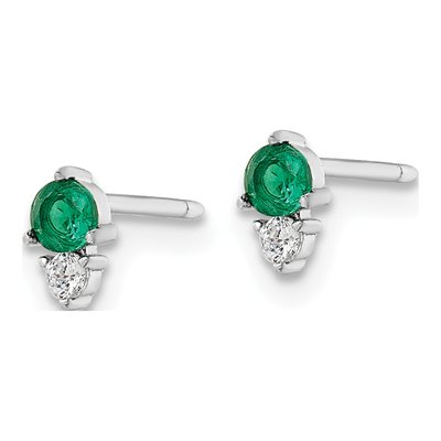 Sterling Silver 2mm Round CZ Button Stud Earrings – view 3