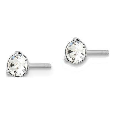 Sterling Silver 4.5mm Crystal Round Stud Earrings – view 3