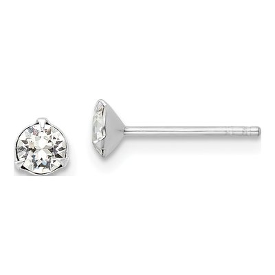 Sterling Silver 4.5mm Crystal Round Stud Earrings