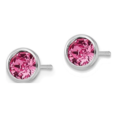 Sterling Silver 5mm Round Crystal Bezel Stud Earrings – view 3