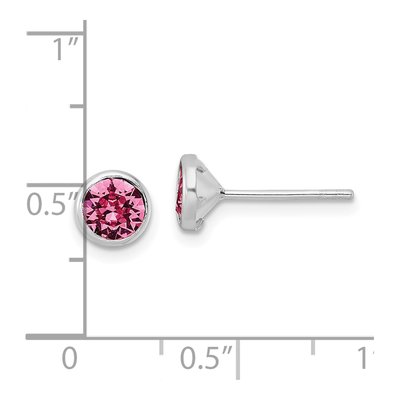 Sterling Silver 5mm Round Crystal Bezel Stud Earrings – view 5