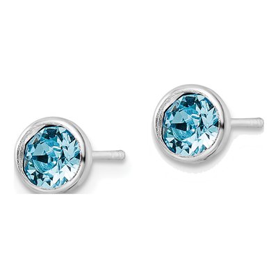 Sterling Silver 5mm Round Crystal Bezel Stud Earrings – view 3
