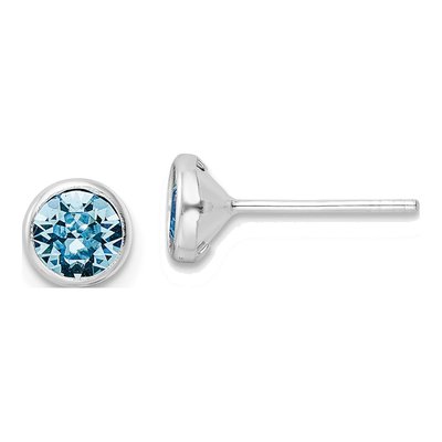 Sterling Silver 5mm Round Crystal Bezel Stud Earrings