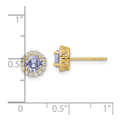 Gold-Plated Sterling Silver Round CZ Halo Stud Earrings – view 5