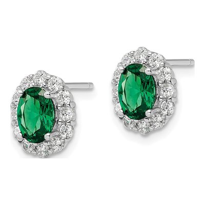 Sterling Silver 2mm Round CZ Oval Stud Earrings – view 3