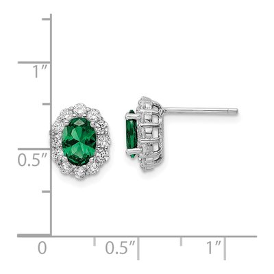 Sterling Silver 2mm Round CZ Oval Stud Earrings – view 5