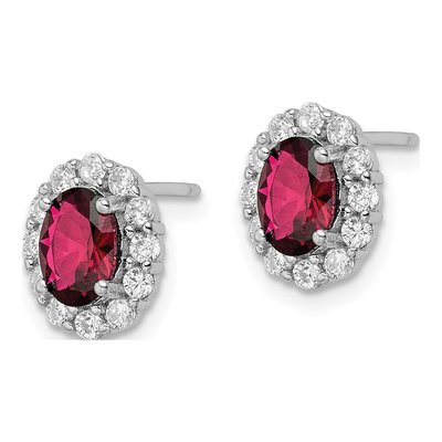 Sterling Silver 2mm Round CZ Oval Stud Earrings – view 3