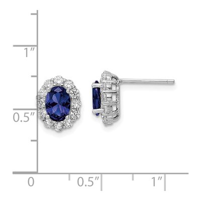 Sterling Silver 2mm Round CZ Oval Stud Earrings – view 5