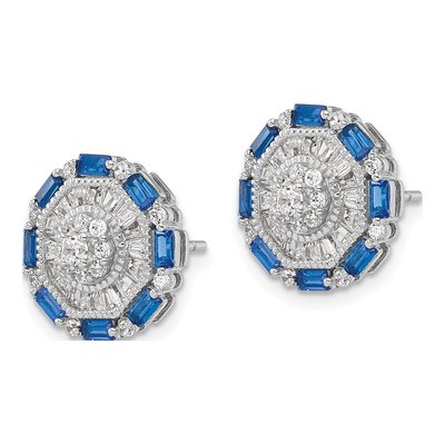Sterling Silver CZ Cluster Stud Earrings – view 3
