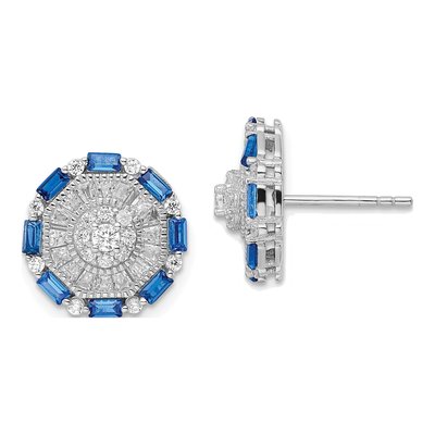 Sterling Silver CZ Cluster Stud Earrings