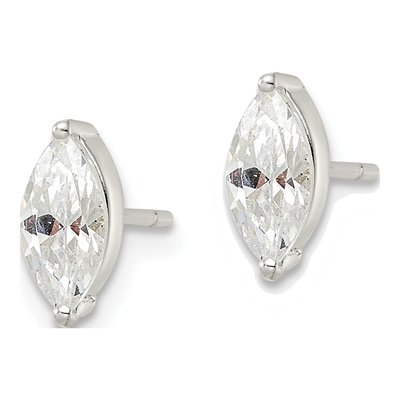Sterling Silver CZ Marquise Stud Earrings – view 3