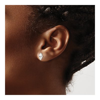 Sterling Silver CZ Marquise Stud Earrings – view 4