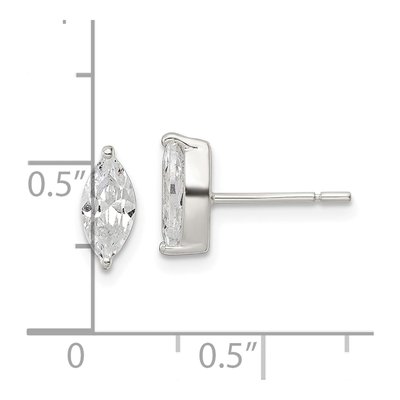 Sterling Silver CZ Marquise Stud Earrings – view 5