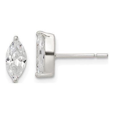 Sterling Silver CZ Marquise Stud Earrings