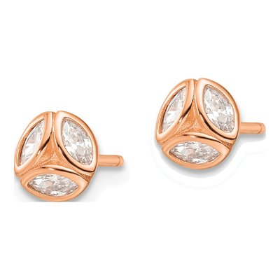 Rose Gold-Plated Sterling Silver Marquise CZ Circle Stud Earrings – view 3