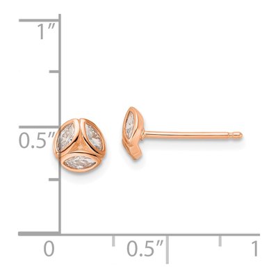 Rose Gold-Plated Sterling Silver Marquise CZ Circle Stud Earrings – view 5
