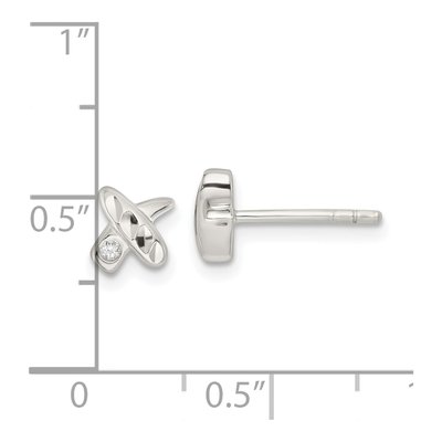 Sterling Silver Round CZ Stud Earrings – view 5