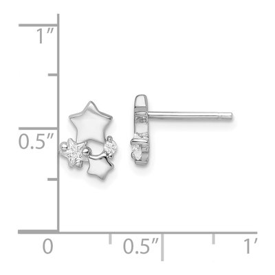 Sterling Silver CZ Star Stud Earrings – view 5
