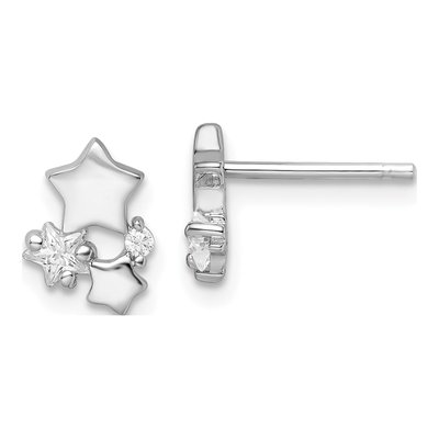 Sterling Silver CZ Star Stud Earrings