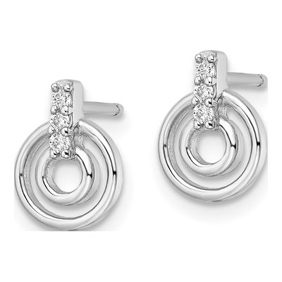 Sterling Silver Round CZ Circle Stud Earrings – view 3