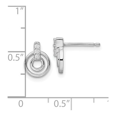 Sterling Silver Round CZ Circle Stud Earrings – view 5