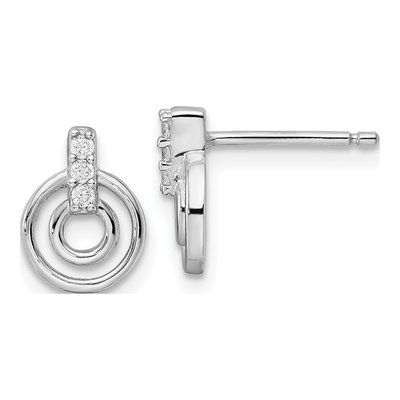 Sterling Silver Round CZ Circle Stud Earrings