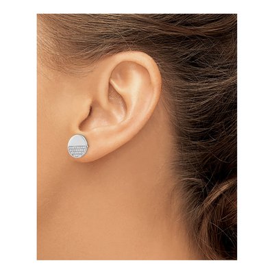 Sterling Silver Round CZ Disc Button Stud Earrings – view 4