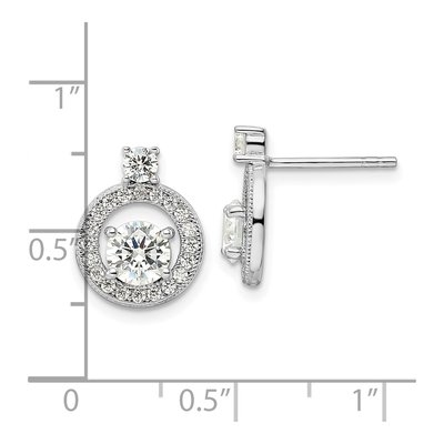Sterling Silver Round CZ Halo Circle Stud Earrings – view 5