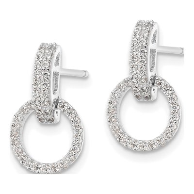 Sterling Silver CZ Circle Dangle Earrings – view 3