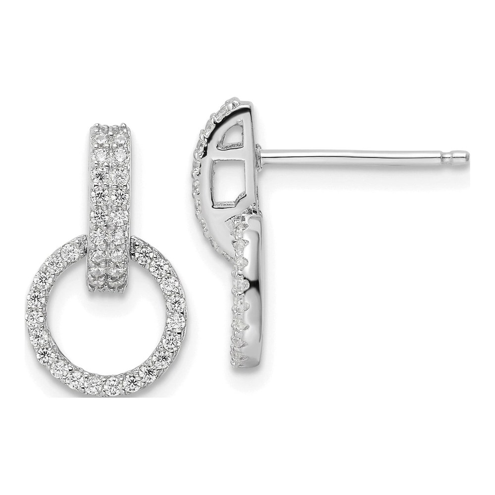 Sterling Silver CZ Circle Dangle Earrings