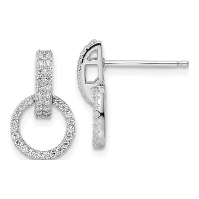 Sterling Silver CZ Circle Dangle Earrings