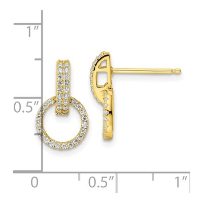Gold-Plated Sterling Silver CZ Circle Dangle Earrings – view 5