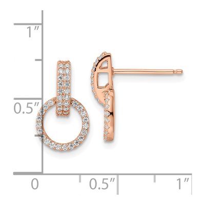 Rose Gold-Plated Sterling Silver CZ Circle Dangle Earrings – view 5