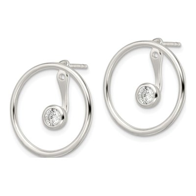 Sterling Silver CZ Circle Dangle Earrings – view 3