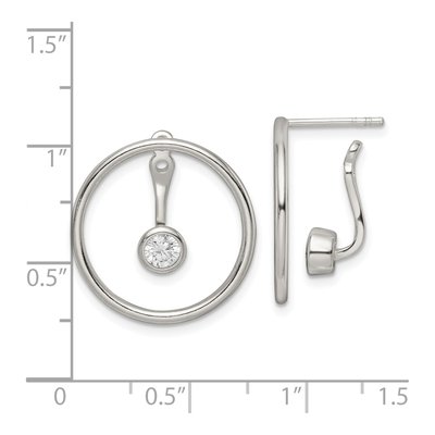 Sterling Silver CZ Circle Dangle Earrings – view 5