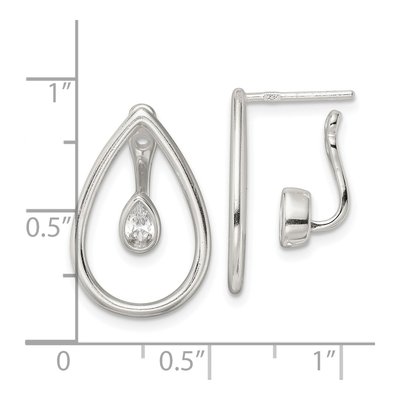 Sterling Silver CZ Teardrop Dangle Earrings – view 5
