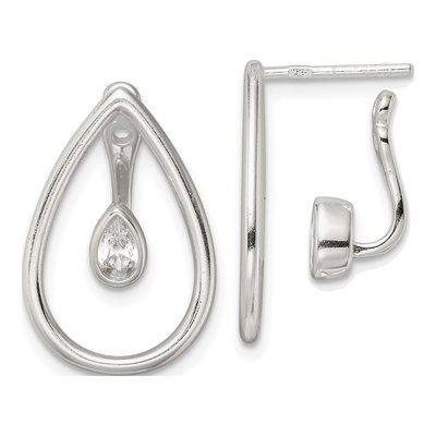 Sterling Silver CZ Teardrop Dangle Earrings