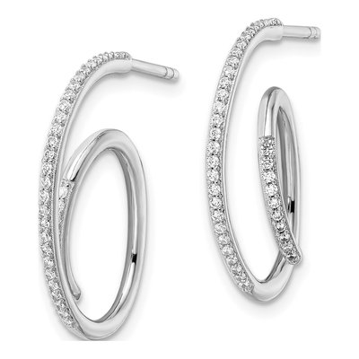 Sterling Silver CZ Fancy Dangle Earrings – view 3