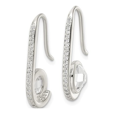 Sterling Silver CZ Checkerboard Threader Earrings – view 3