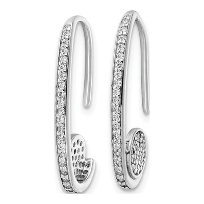 Sterling Silver CZ Threader Earrings – view 3