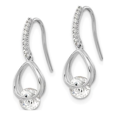 Sterling Silver CZ Dangle Earrings – view 3