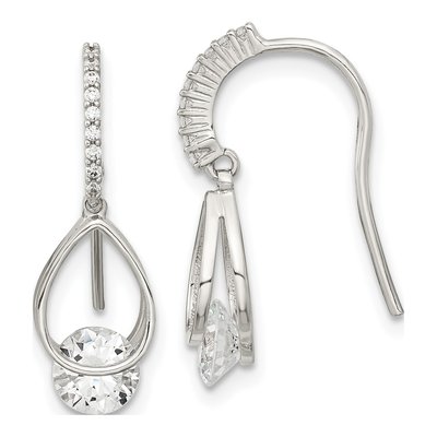 Sterling Silver CZ Dangle Earrings