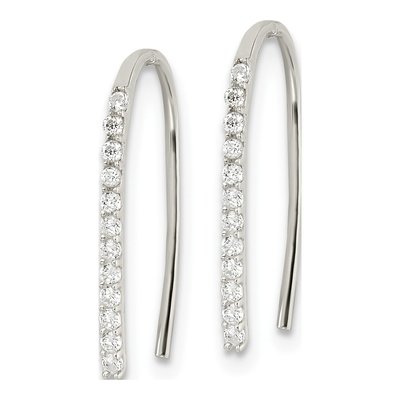Sterling Silver CZ Threader Earrings – view 3