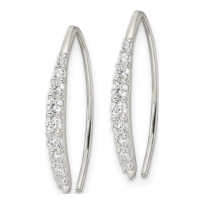 Sterling Silver CZ Threader Earrings – view 3
