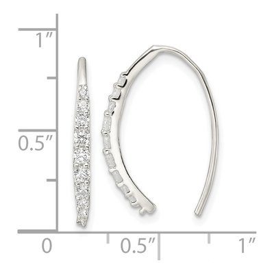 Sterling Silver CZ Threader Earrings – view 5