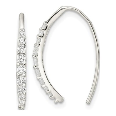 Sterling Silver CZ Threader Earrings