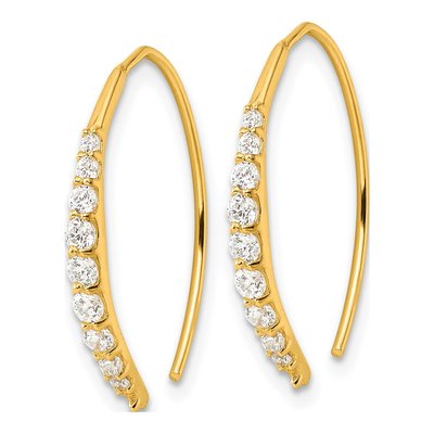 Gold-Plated Sterling Silver CZ Threader Earrings – view 3