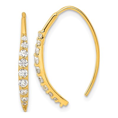 Gold-Plated Sterling Silver CZ Threader Earrings